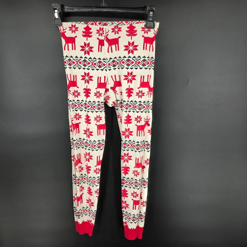 Hanna Andersson Kids 8 Reindeer Fair Isle Organic Cotton Pajama Set Red Cream